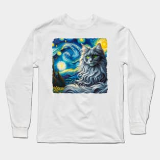 Nebelung Starry Night Inspired - Artistic Cat Long Sleeve T-Shirt